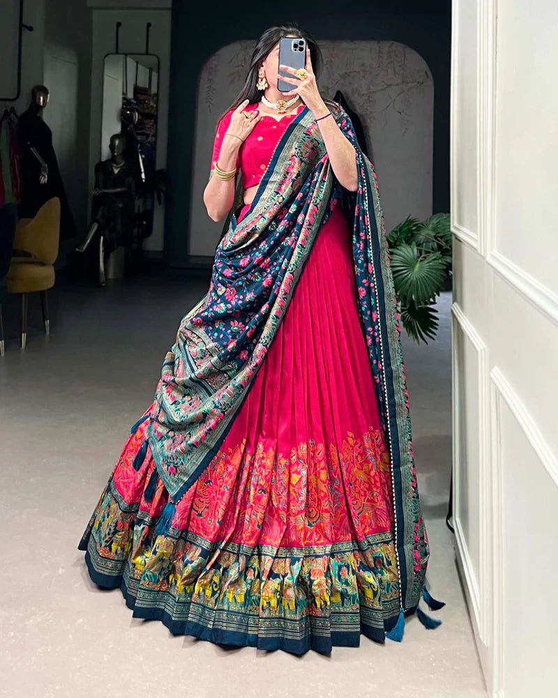 Sky Blue Color Silver Glossy Embroidered Lehenga Choli